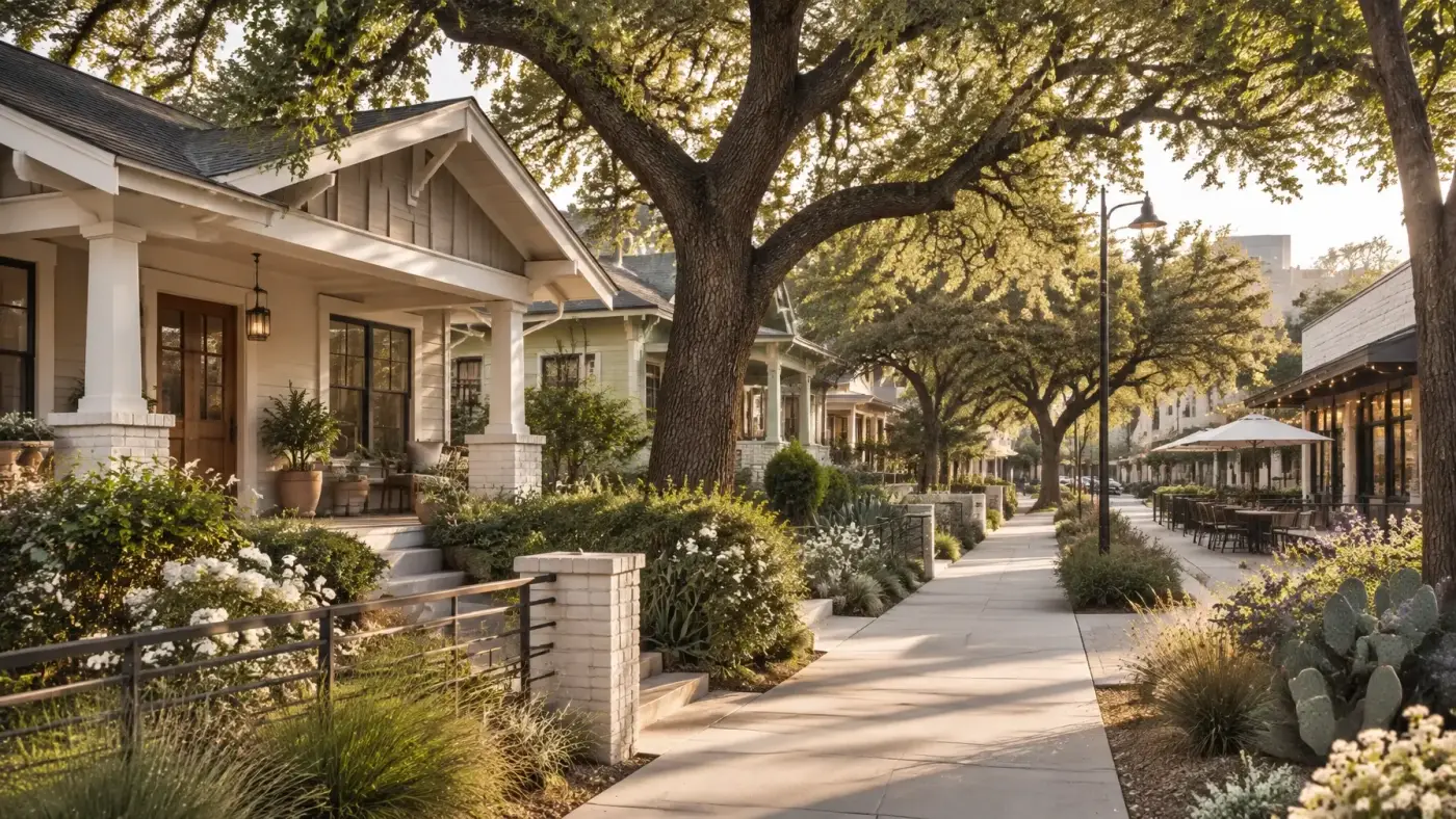 Historic San Antonio bungalow streetscape representing Tobin Hill and Monte Vista